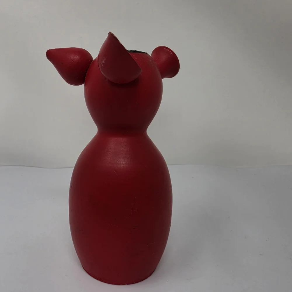 Pig Red Candle Wooden  Holder